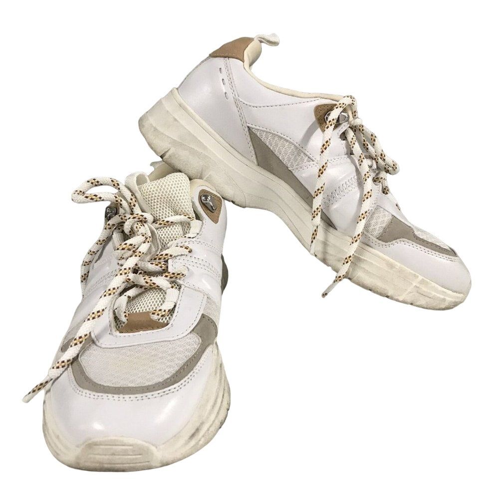 Zara Women's White‎ & Beige Contrast Training Low Top Chunky Sneakers Size 7.5